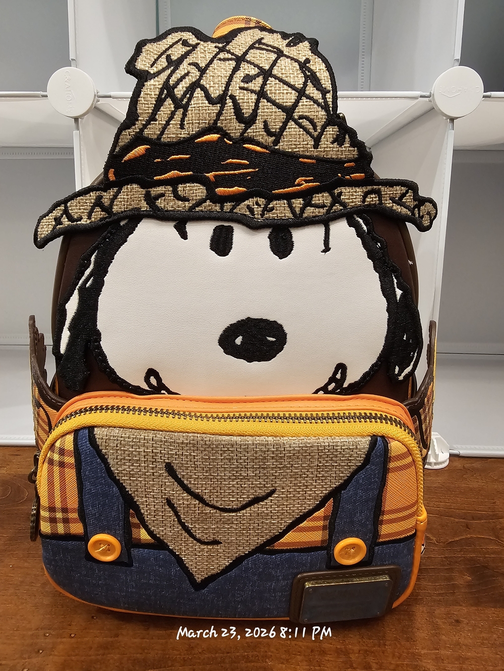 Loungefly Peanuts Snoopy Scarecrow Cosplay Mini Backpack featuring burlap